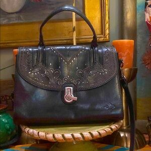 PATRICIA NASH Stintino Laser cut Leather SATCHEL Crossbody Hand Bag